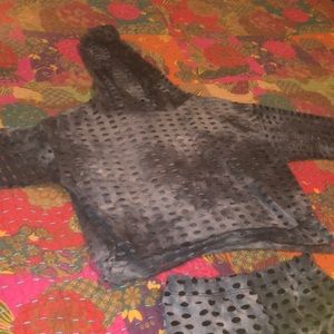 2 piece dark grey mesh duo set